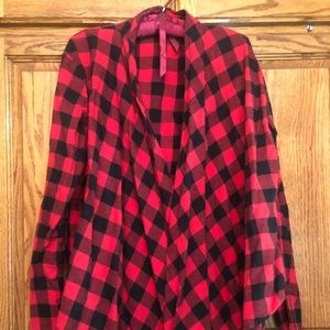 Red buffalo plaid cardigan!